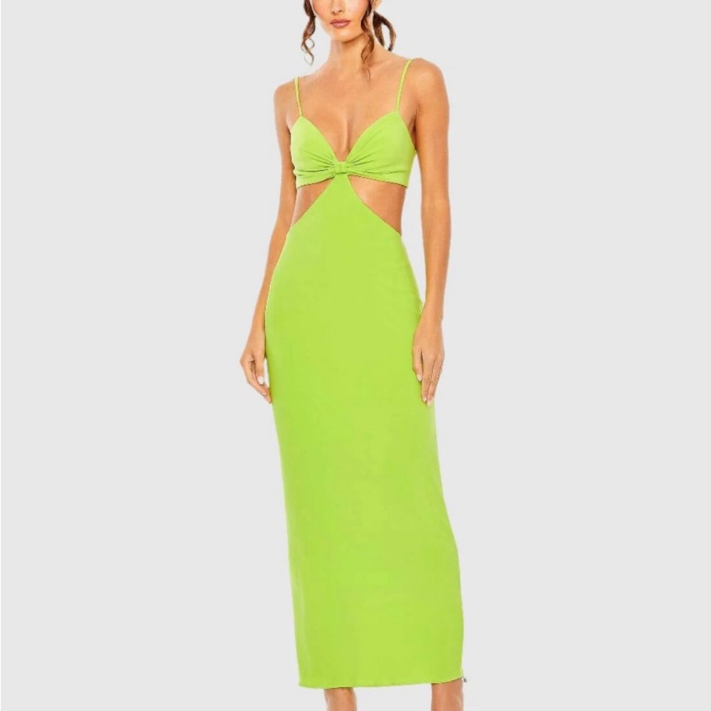 Mac Duggal  Style 27110 Cut Out Green Bodycon Cocktail Dress